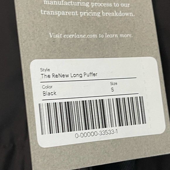 Everlane The ReNew Long Puffer Black Women's Size Small NWT - Picture 9 of 11